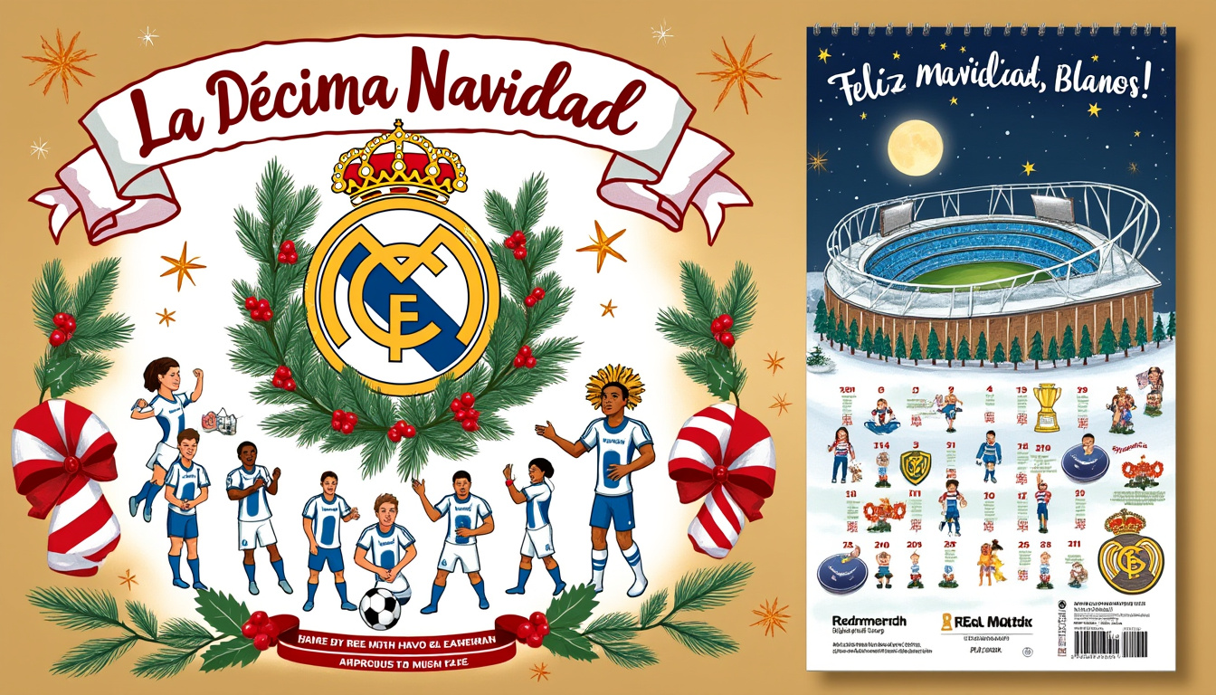 plongez dans l'univers magique du real madrid avec notre calendrier de l'avent ! chaque jour, découvrez des surprises exclusives qui raviront tous les fans du club. ne manquez pas l'occasion de vivre l'excitation des fêtes avec votre équipe préférée !